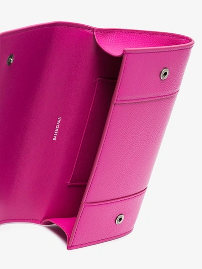 Shop Balenciaga Pink Hourglass Leather Phone Holder Bag