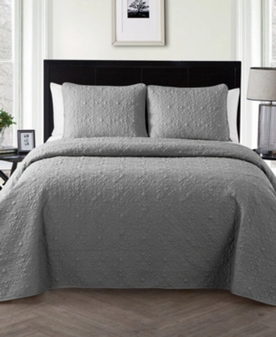 Shop Vcny Home Caroline Embossed 3-piece Full/queen Quilt Set In Grey