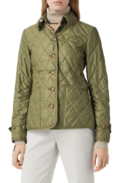 Fernleigh Thermoregulated Diamond Quilted Jacket In Olive Green