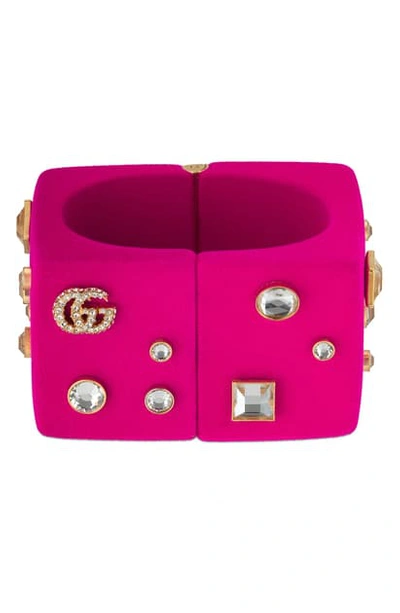 Shop Gucci Gg Mix Crystal Box Bracelet In Pink