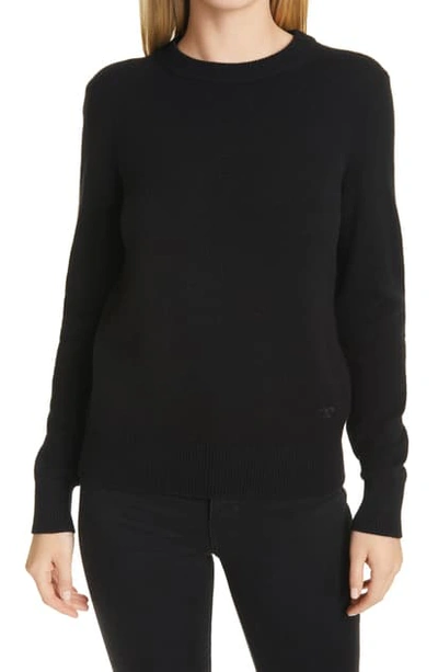 Shop Tory Burch Sequin Sleeve Cashmere Sweater In Black