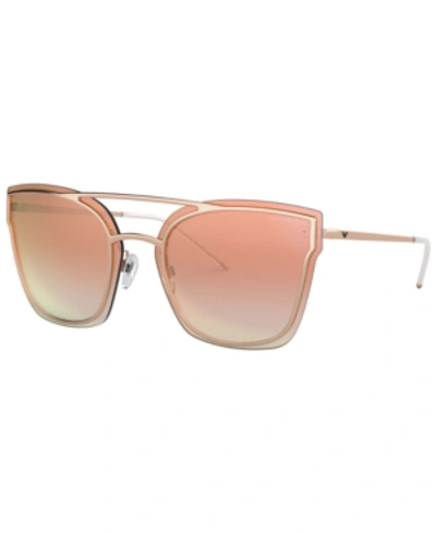 Shop Emporio Armani Sunglasses, Ea2076 63 In Rose Gold/gradient Pink Mirror Pink