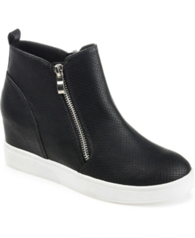 Shop Journee Collection Women's Pennelope Wedge Sneakers In Black