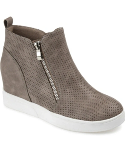 Shop Journee Collection Women's Pennelope Wedge Sneakers In Taupe