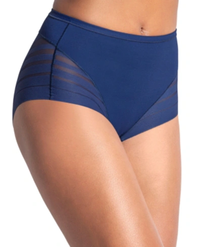 Shop Leonisa Women's Lace Stripe Undetectable Classic Shaper Panty In Dark Blue