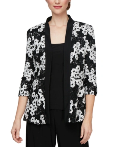 Shop Alex Evenings Sequinned Soutache Jacket & Top Set In Black White