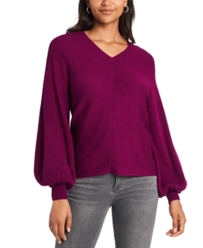 Shop 1.state Rib-knit Puff-sleeve Sweater In Plum Fairy