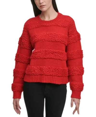 Shop Dkny Textured Striped Sweater In Rudolph Red