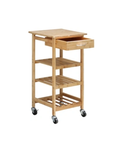 Shop Oceanstar Bamboo Kitchen Trolley In Natural