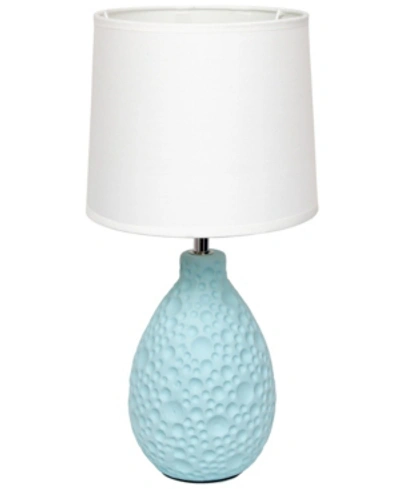 Shop All The Rages Simple Designs Textured Stucco Ceramic Oval Table Lamp In Blue