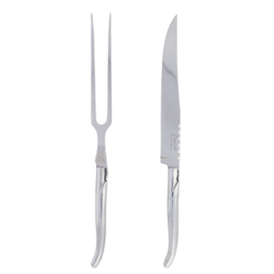 French Home Laguiole Stainless Steel Carving Knife And Fork Set In Stainless Steel