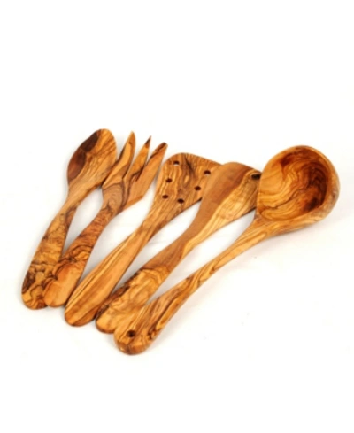Shop Beldinest Set Of 5 Wooden Kitchen Utensils Spoon Fork And Set Of 2 Spatulats-ladle In No Color