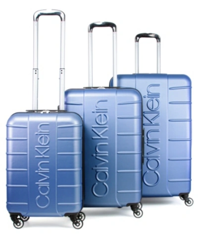 Shop Calvin Klein Bowery Hard Side Luggage Set, 3 Piece In Steel Blue