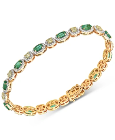 Shop Macy's Emerald (4-1/2 Ct. T.w.), White Diamond (1-7/8 C.t. T.w.), Yellow Diamond (2-7/8 C.t. T.w.) Bracelet