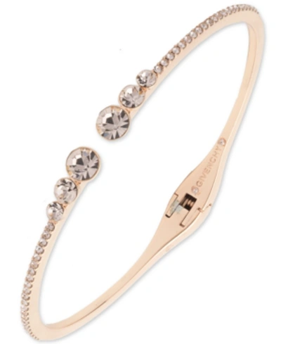 Shop Givenchy Pave Open Cuff Bracelet In Rose Gold