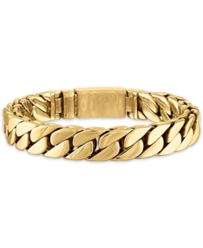 Esquire Men's Jewelry Curb Link Chain Bracelet In Gold-tone Ion-plated Stainless Steel, Created For Macy's (also In Stainl In Gold-tone
