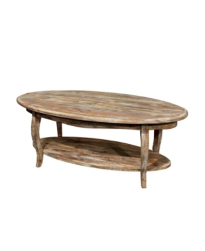 Shop Alaterre Furniture Rustic - Reclaimed Oval Coffee Table, Driftwood In Lite Brown