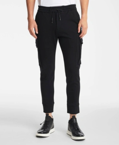 Shop Karl Lagerfeld Men's Stretch Polyester Blend Cargo Jogger In Black