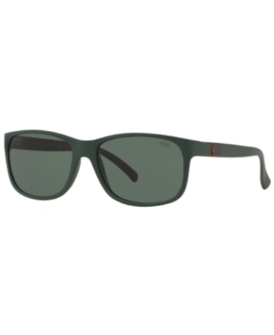 Shop Polo Ralph Lauren Sunglasses, Ph4109 59 In Matte Polo Green/bottol Green