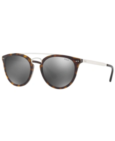 Shop Polo Ralph Lauren Sunglasses, Ph4121 51 In Shiny Dark Havana/flash Silver Mirror