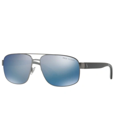 Shop Polo Ralph Lauren Polarized Sunglasses, Ph3112 62 In Semishiny Dark Gunmetal/polar Mirror Blue
