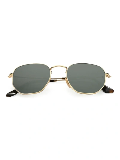 Shop Ray Ban Rb3548 51mm Hexagonal Sunglasses In Gold Green