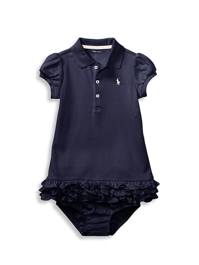 Shop Ralph Lauren Baby Girl's 2-piece Cupcake Polo Dress & Bloomers Set In French Navy