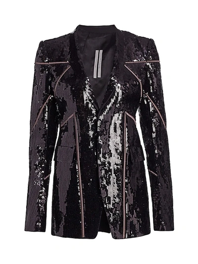 Shop Rick Owens Women's Naska Sequin Soft Blazer In Black Dust