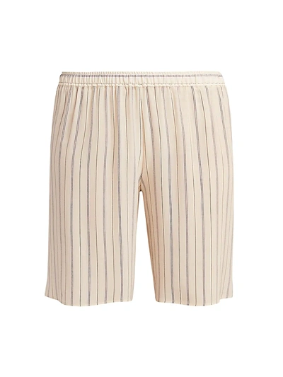 Shop Chloé Women's Striped Silk Shorts In Buttercream