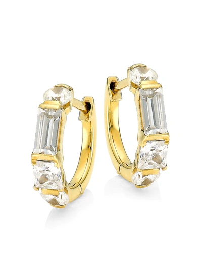 Shop Adriana Orsini Women's 18k Goldplated & Mixed-shape Cubic Zirconia Huggie Hoop Earrings