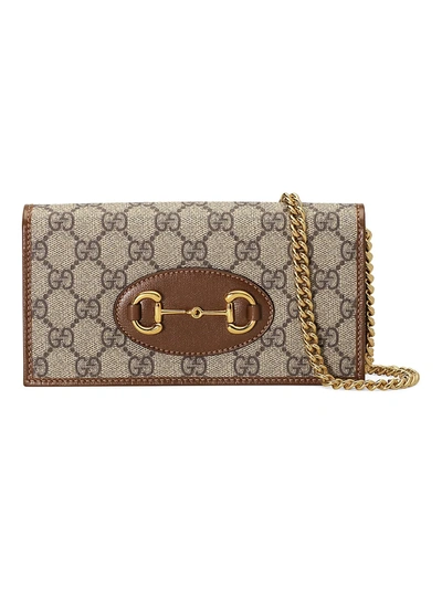 Shop Gucci 1955 Horsebit Wallet With Chain In Brown