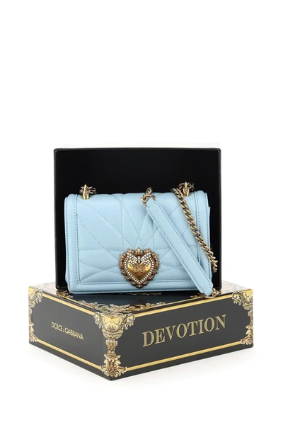 Shop Dolce & Gabbana Devotion Crossbody Mini Bag In Light Blue