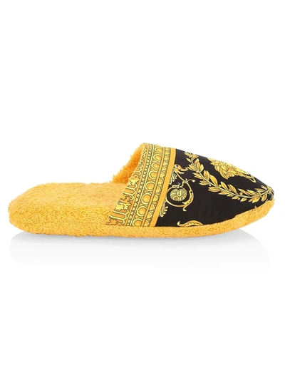 Shop Versace Women's Barocco Cotton Slippers In Gold