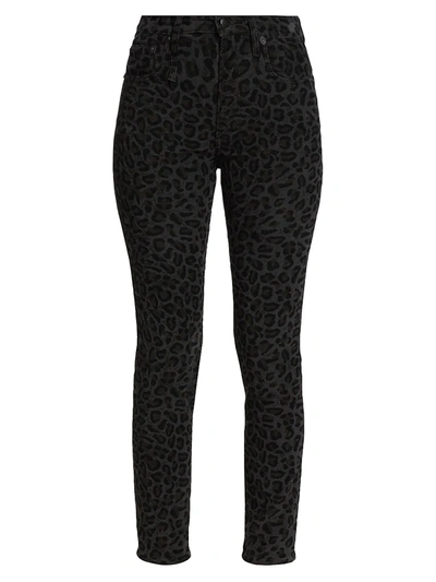 Shop R13 Women's High-rise Leopard Print Skinny Jeans In Mdinight Leopard