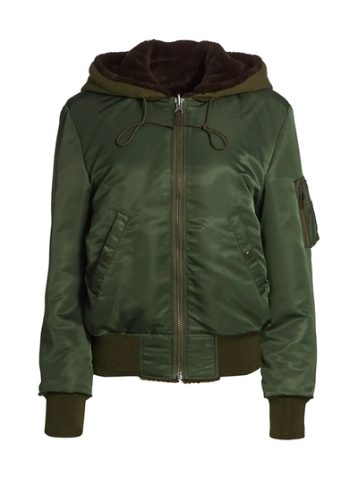 Shop R13 Reversible Hooded Bomber In Olive