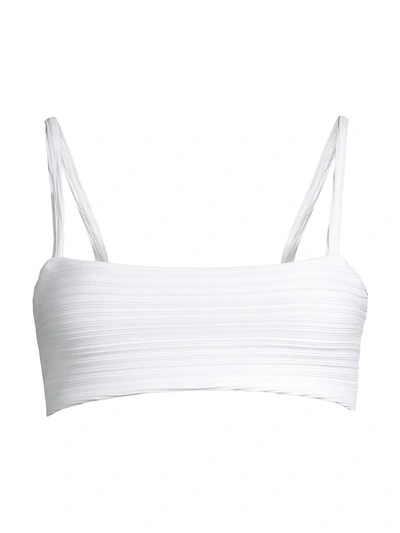 Shop Mara Hoffman Sia Ribbed Bandeau Bikini Top In White