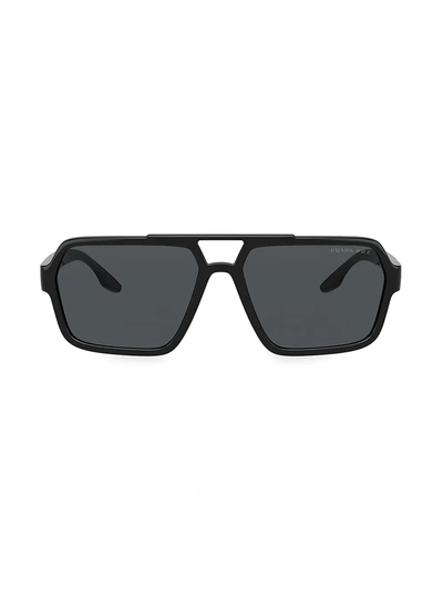 Shop Prada Men's 59mm Rectangular Sunglasses In Black