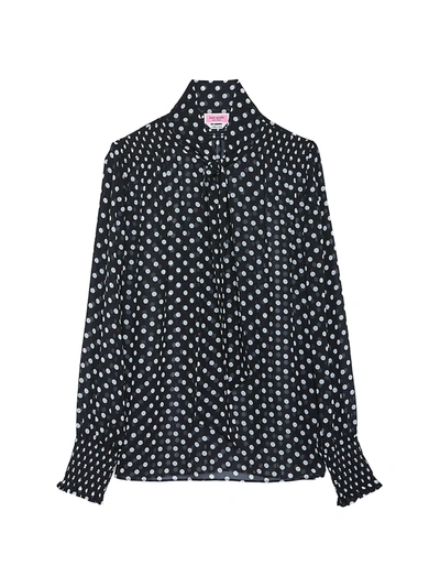 Shop Kate Spade Women's Lady Dot Chiffon Top In Black