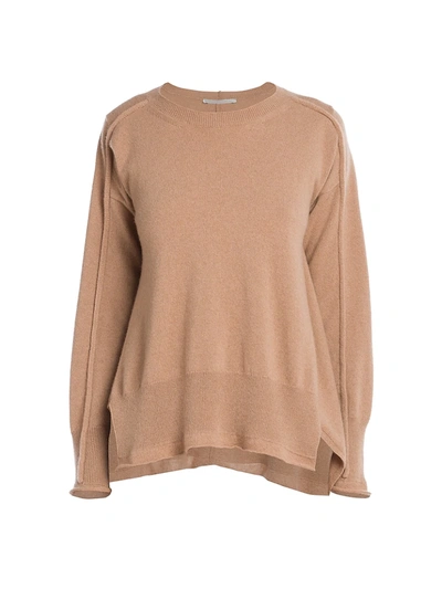 Shop Stella Mccartney Soft Shape Cashmere & Wool Knit Vented Sweater In Camel