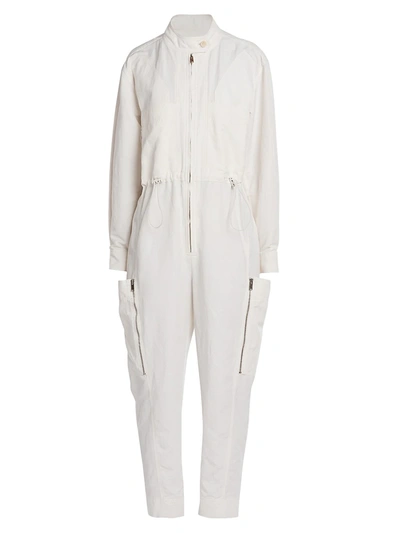 Shop Stella Mccartney Alessia Compact Cotton Jumpsuit In Cream