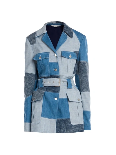 Shop Stella Mccartney Patchwork Shades Safari Jacket In Patchwork Blue Denim