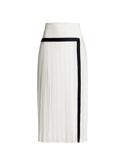 Shop Max Mara Pinne Pleated Midi Skirt In Silk