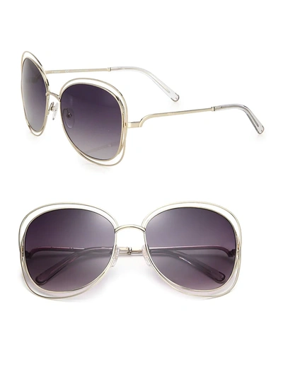 Shop Chloé Women's Carlina 60mm Butterfly Metal Sunglasses In Clear