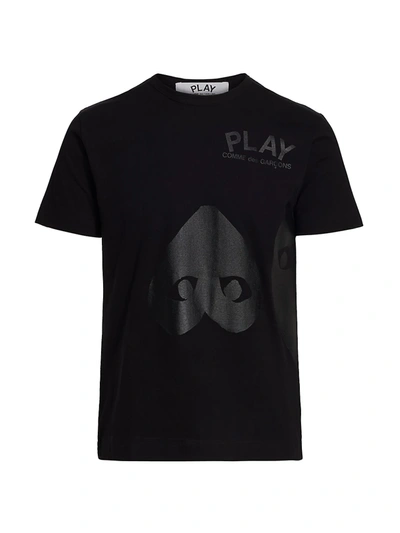 Shop Comme Des Garçons Large Side Multi-heart Logo T-shirt In Black