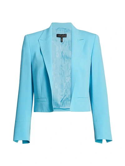 Shop Escada Bolli Cropped Crepe Jacket In Turquoise