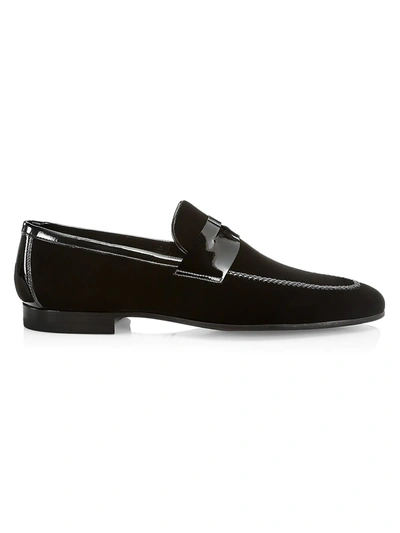 Shop Saks Fifth Avenue Men's Collection Velvet & Patent Leather Loafers In Black