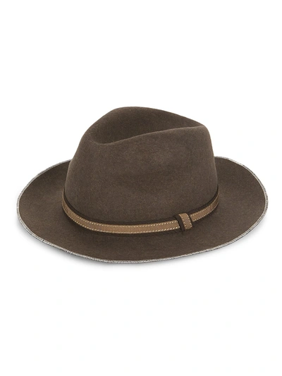 Shop Saks Fifth Avenue Collection Whipstitch Brim Wool Fedora In Brown