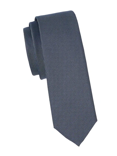 Shop Hugo Boss Micro Weave Silk Tie In Light Pastel Blue