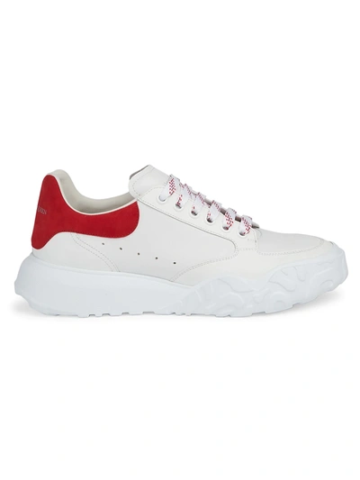 Shop Alexander Mcqueen Men's Court Sneakers In White Red