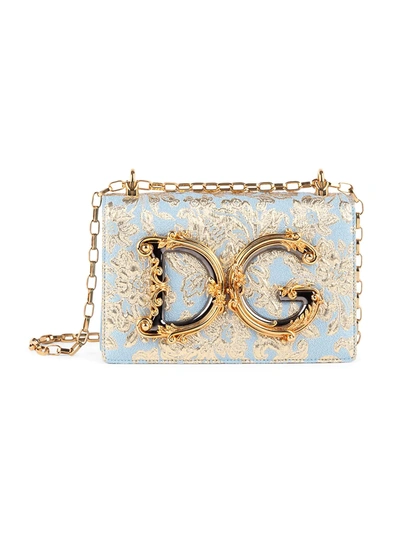 Shop Dolce & Gabbana Women's Brocade Crossbody Bag In Azzurro